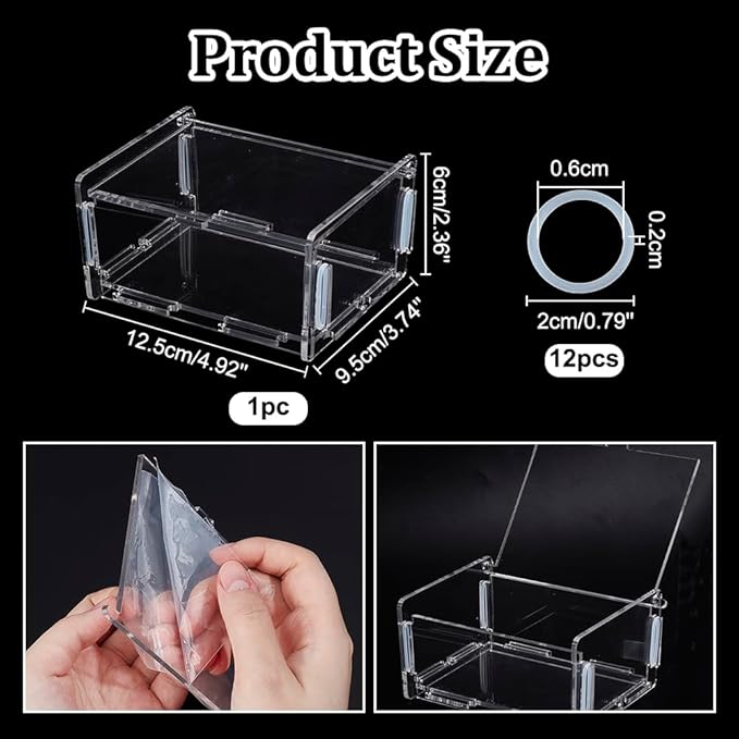 PH PandaHall Clear Acrylic Box, Clear Storage Container Box 4.9x3.7x2.3 inch Rectangle Jewelry Boxes with Lid Thick Jewelry Organizer Storage Case for Needlepoint Makeup Jewelry Crafts Office Home
