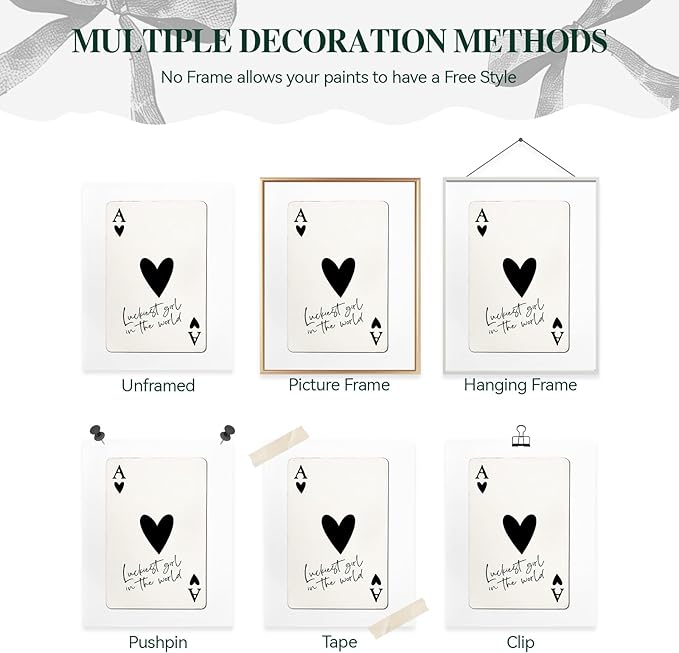bakbrand Wall Art Minimalist Aesthetic Wall Decor Coquette Modern Canvas Decor Posters Trendy Preppy Bow Picture Print Painting for Bedroom/Living Room, Set of 4 Pcs Unframed (AC1, Black, 8W x 10L)