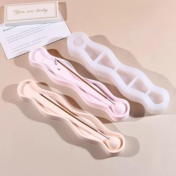 Wave Shaped Incense Holder Resin Mold, Incense Burner Stick Base Mold for Home Office Decor