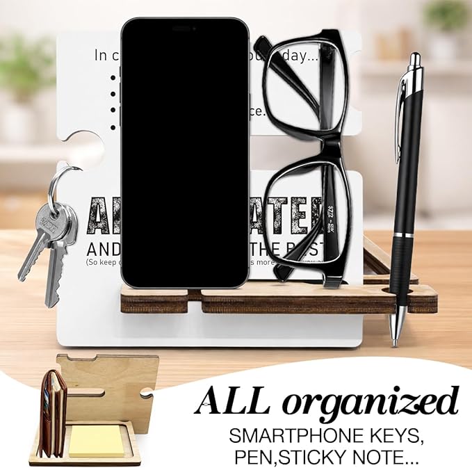 Appreciation Gifts for Teacher Coach Mentor Boss Leader Coworkers Employee Staff - Multi-functional Desk Organizer - Motivational Office Quote Wooden Sign for Office Desk Shelf Decor