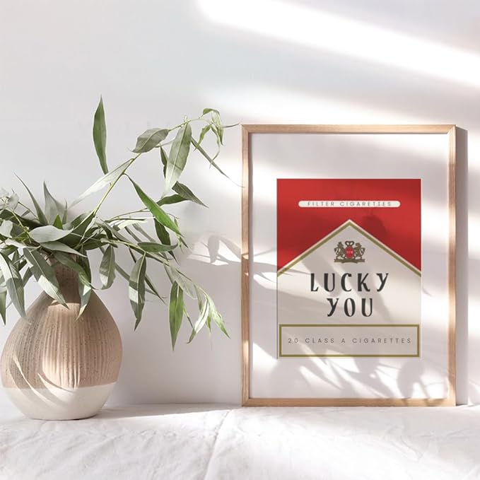 Cute Aesthetic Trendy wall decor - Lucky You Gallery Wall Art & Decor - 70s Retro Vintage Minimalist Modern art - Funky Decor - Maximalist Eclectic Home Decor - Preppy Positive Quotes Posters 8x10