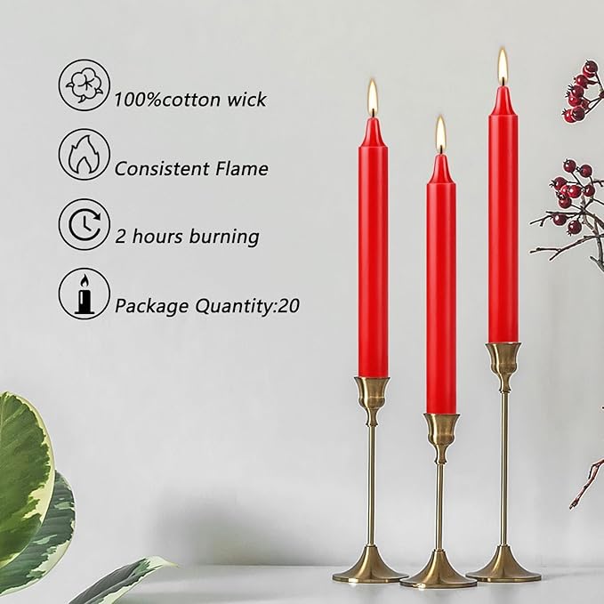 Howemon Red Candles Set of 40, 4" Red Spell & Chime Candles, Unscented Mini Taper Candle for Witchcraft, Wiccan Altar, Magic Tools, Rituals, Prayer, Meditation and Christmas Party Decoration