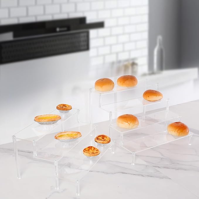 Acrylic Display Stand Risers, 5 Tier Perfume Stand Organizer, Clear Cupcake Stand Holder, Large Shelf Risers for Figures, Display Shelf for Collectibles, Dessert Shelves for Decoration and Organizer, Tabletop Use (1PACK 5-layer transparent)