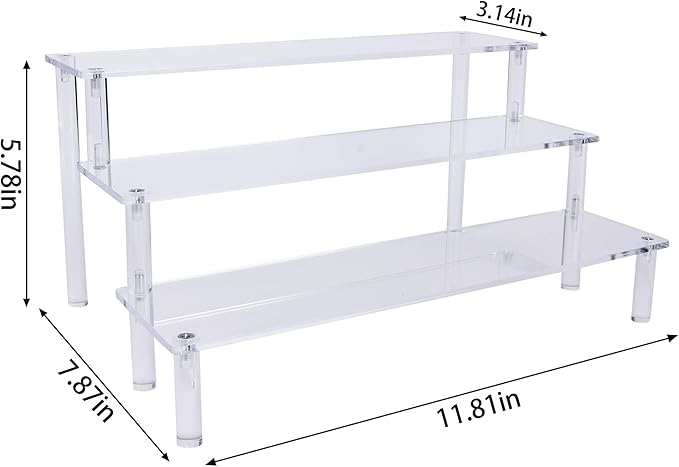 Acrylic Riser,Large Display Risers, Clear Risers Perfume Organizer, 3 Tiered Cupcake Shelf Stand Holder,11.8 Inch,DIY