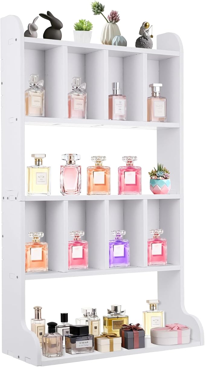 Perfume Organizer Display Case Multi-Tier Trinket Display Shelf for Perfume Crystal Storage Fragrances Collectibles Figures Miniatures Cosmetics Shot Glasses