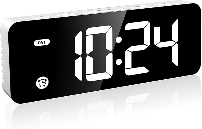 HODIK Alarm Clock for Kids Bedrooms, Small Digital Clock, 4 Dimmable Backlight, 3 Adjustable Volumes with Snooze (White)