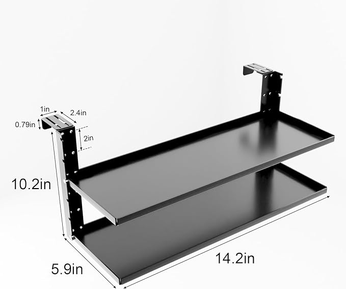 Office Cubicle Shelf - 14.2'' x 5.9'' Dual-Tier Storage Organizer Floating Corner Rack Hanging Shelf Height Adjustable Home Office Essentials for Planter Statue Decor Photo Frame