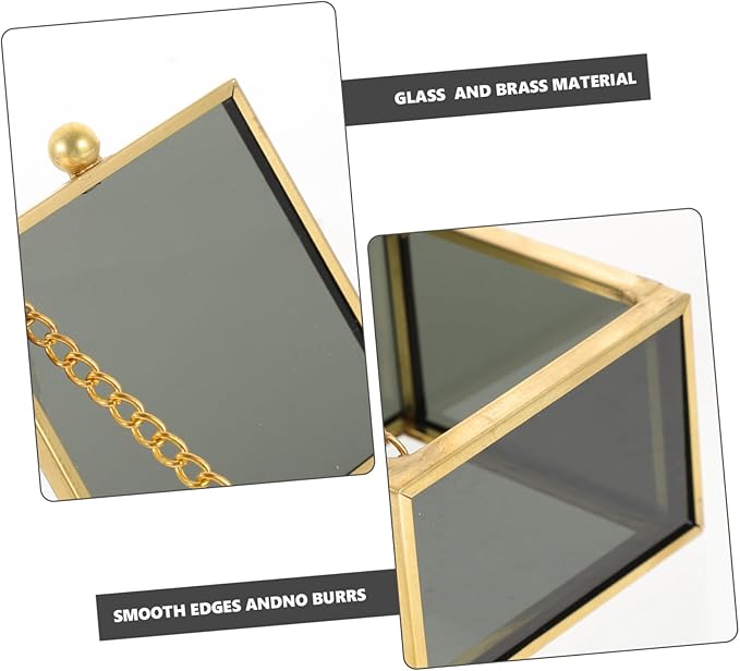 Healifty Square Glass Jewelry Box Lid Modern Decorative Organizer for Cosmetics and Accessories Multi-functional Keepsake Storage Container