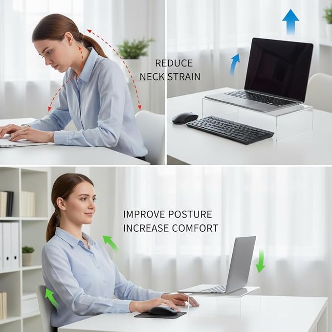 Azar Displays 515338-1PK Acrylic Laptop Stand, Computer Riser for Desk, Monitor Stand, Closet Organizer for Clothes & Shoes, Cabinet Display for Accessories and Décor (3/16" thick acrylic) 15"x7.75 x 4.5