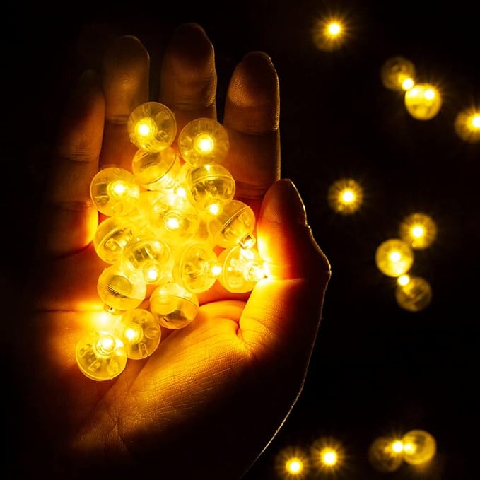 100pcs Yellow LED Balloon Light, Tiny Led Lights Round LED Ball Lamp for Balloons Birthday Party Event Fun Indoor Outdoor Wedding Decoration Halloween Christmas Supplies