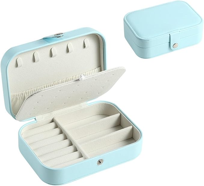 Jewelry Box Portable Travel Jewelry Organizer Necklace Ring Earring Storage Box Double Layer Household Jewelry Box Makeup Organizer for Rings Necklaces Bracelets Earrings ( Color : D , Size : 16*11.5*