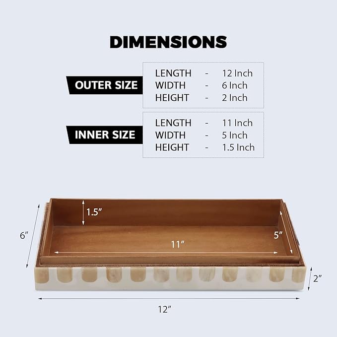 Handicrafts Home Large Decorative Storage Box 12x6– Coffee Table Organizer Box, Modern Home Décor Accent, Keepsake Memory Box, Jewelry Storage Box, Boho Decorative Box with Lid for Shelf, Mantle Decor