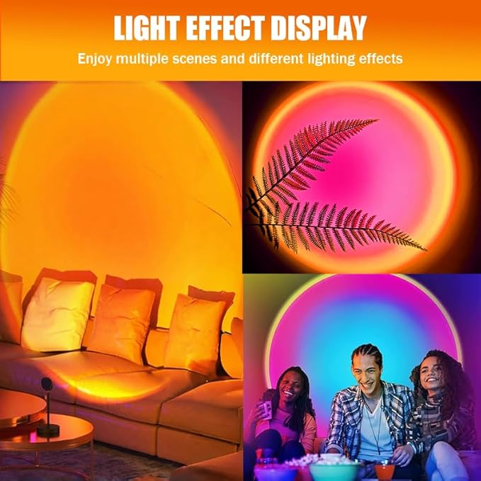 JIMEI Sunset Lamp Projector Led Lights for Bedroom Night Light RGB Lights Sun Sunlight Sunrise Lamp Mood Lighting Home/Room Decor Christmas Gifts for Women,Tabletop Multicolor