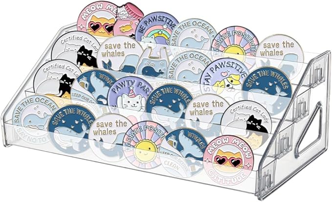 FINGERINSPIRE 4 Tier Acrylic Riser Display Stands 12.20x5.91x4.33Inch Clear Acrylic Badge Display Shelves Makeup Organizer Perfume Organizer Shelf for Figure Anime Badge Cupcake Candy Food