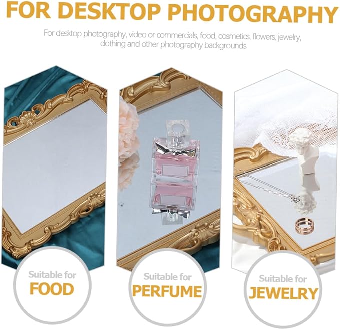 KALLORY Decorative Mirror Tray for Perfume and Makeup Organizer, Vanity Tray for Dresser, Glass Plate Suitable for Bedroom and Bathroom Use