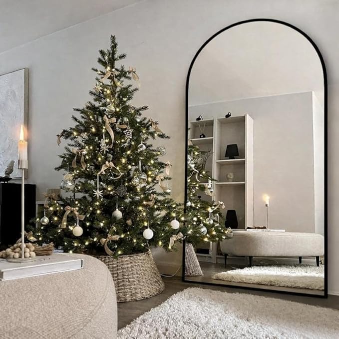 76"x34"Floor Mirror Full Length,Arched Full Length Mirror with Stand,Full Body Mirror,Hanging or Large Leaning for Bedroom Living Room Black