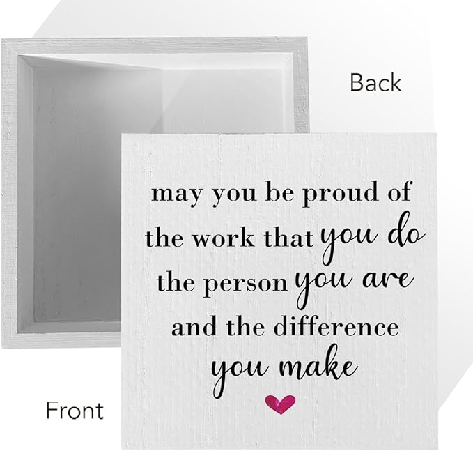 Motivational Artwork Wood Box Sign Rustic Farmhouse Style May You Be Proud of the Work Wood Block Plaque 5 X 5 Inches Home Office Desk Sign Decor for Presents