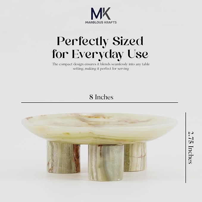 Green Marble Decorative Tray 8' inch Perfume Organizer Tray for Jewelry Storage, Stylish Vanity Accessory for Bathroom Countertop and Kitchen Decor