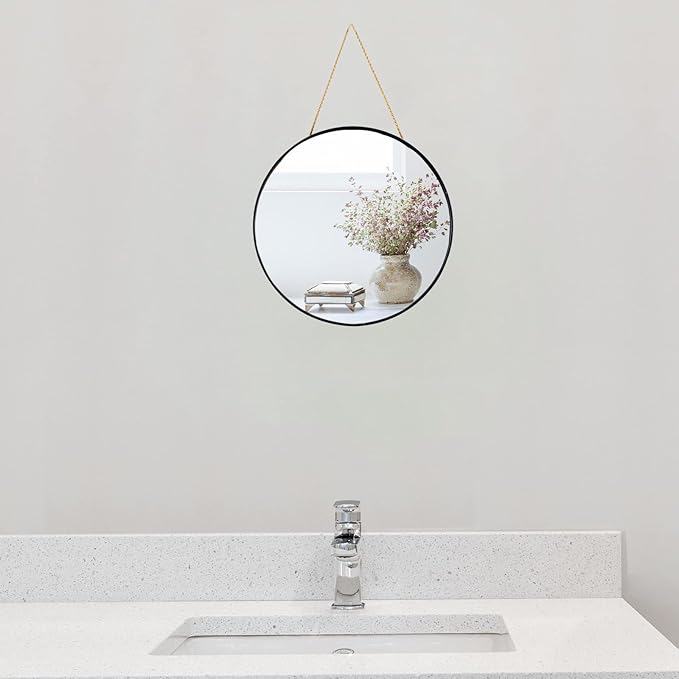 YCHMIR Small Round Wall Mirror,Bathroom Mirror (Black, 11.8 in.)