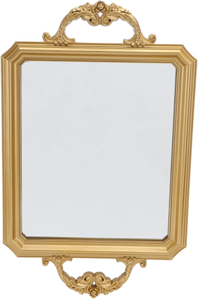 Alipis 1pc Vintage European Mirror Tray for Makeup and Perfume Storage Retro Decorative Organizer for Jewelry and Cosmetics Accent Finish