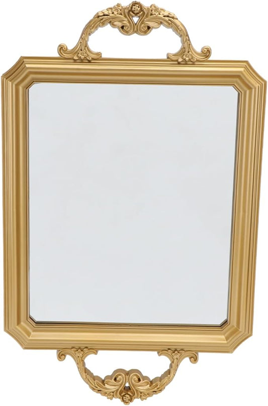 Alipis 1pc Vintage European Mirror Tray for Makeup and Perfume Storage Retro Decorative Organizer for Jewelry and Cosmetics Accent Finish