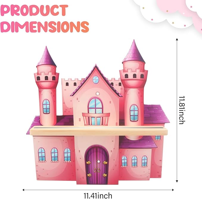 for Tonies Box Organizer Tonie Storage Shelf Wall Mounted, Magnetic Floating Shelves for Tonies Characters Display Collection 10~15 Characters (Castle)