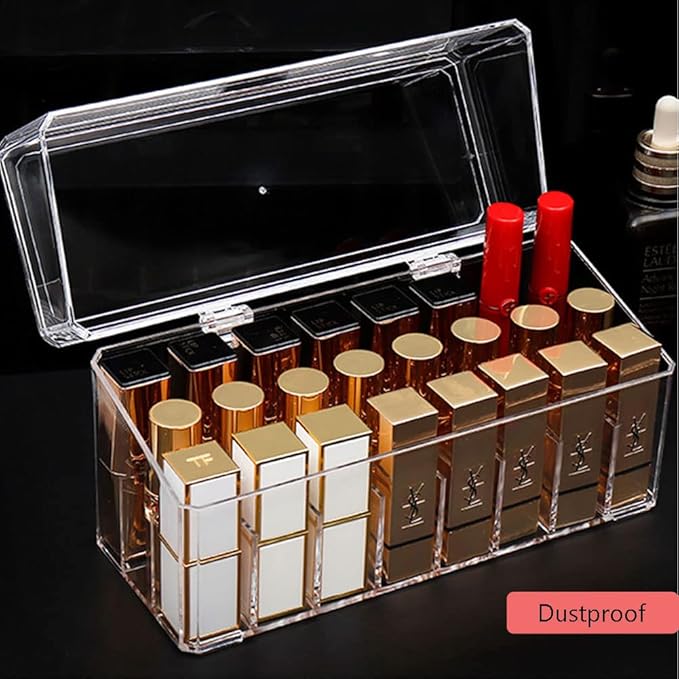 CLUQMEIK Acrylic Rollerball Perfume Organizer Beauty Scent Holder with 24 Grids Organization Container Storage for mini perfume/mini spray collection display- Clear