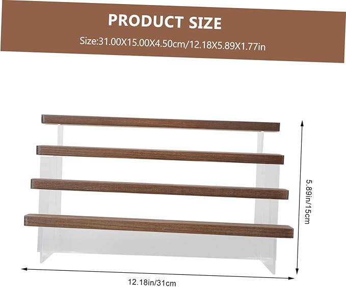 Levemolo Acrylic Wood Figure Display Rack 4-tier Handicrafts Storage Shelf Picture Holders for Side Table Makeup Organizer
