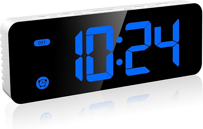 HODIK Alarm Clock for Kids Bedrooms, Small Digital Clock, 4 Dimmable Backlight, 3 Adjustable Volumes with Snooze (Blue)
