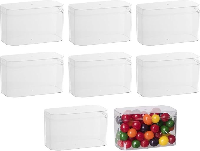 Hammont Acrylic Box - Party Favor Gift Boxes - Clear Cube with Rounded Edges for Gifts, Weddings, Treats, Candies & Accessories - Square Home Storage Boxes | 4.75”x2.25”x2.75” (8 pack)