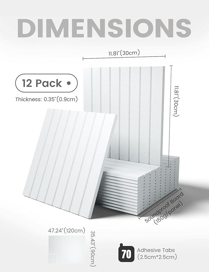 Large Felt Bulletin Board 48" x 36" Cork Board Alternative-12 Pack with 70 Safe Removable Adhesive Tabs, Cork Boards for Walls Cork Board for Home Office Classroom Pin Board-Cold White