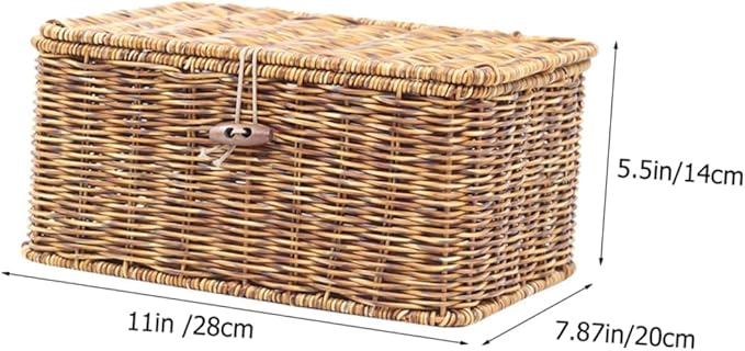 Beaupretty Imitation Rattan Desktop Storage Organizer Box Woven Sundry Makeup Container with Break Resistance for Home Office and Bathroom Use Decorative Storage