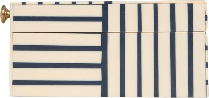 Bloomingville Midnight Blue & White Striped Resin Storage Box