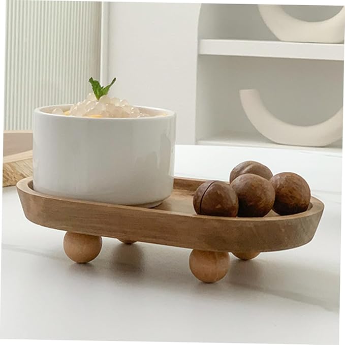 Totority Wooden Serving Tray Multi-Function Organizer Tray for Keys Makeup Rings Holder Dish Aromatherapy Display