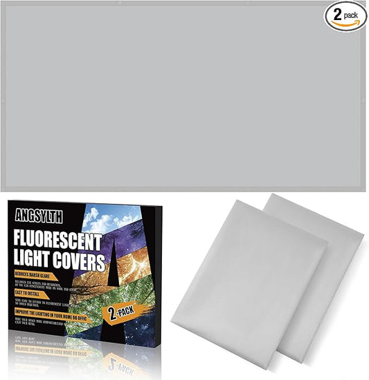 ANGSYLTH 2 Pcs Fluorescent Light Covers - 4 x 2 Feet Covers for Ceiling Lights, Magnetic Light Filters for Classroom, Office, Hospitals, Home