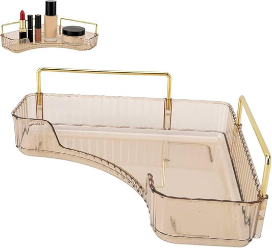 HERCHR 2-Tier Corner Bathroom Counter Organizer, Countertop Perfume Tray and Vanity Organizer, Makeup Cosmetic Storage, Skincare Storage Tray for Vanity Organizer, Corner Storage Organizers(#2)