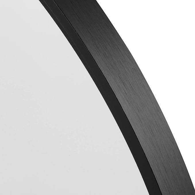 NeuType 36"x24" Arched Wall Mirror, Small Full Length Mirror Hanging or Leaning Against Wall, Dressing Mirror Make-up Mirror for Living Room, Bedroom, Bathroom, Aluminum Alloy Thin Frame, Black