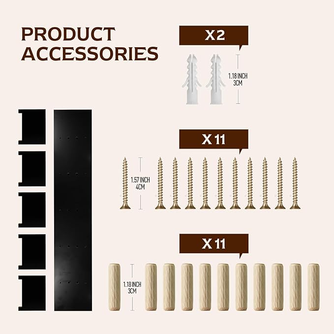 5 Tier Wall Shelf Unit, Decorative Wall Mount Vertical Shelving, Smooth Laminate Finish, Floating Storage Home Decor Organizer Tall Tower Design Utility Shelf for Bedroom Living Room (Black)