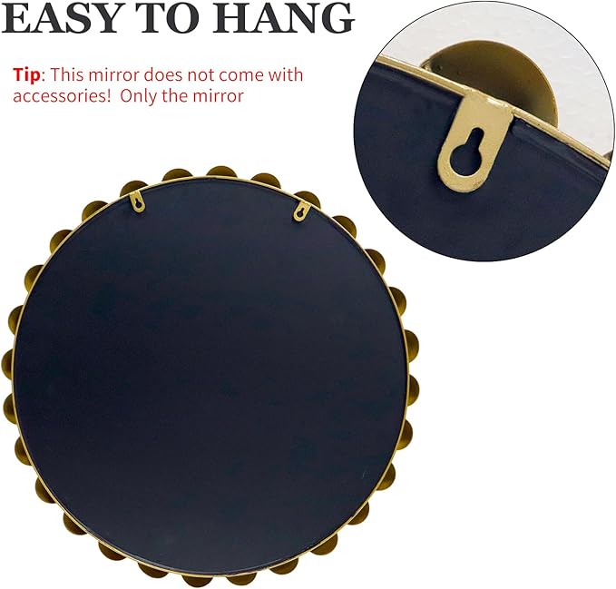 Round Gold Mirror 30'', Beaded Mirror for Wall Decor Large Circle Mirror for Bathroom, Dining Roon, Bed Room, Entryway