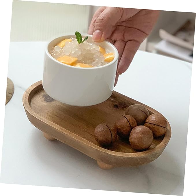 Totority Wooden Serving Tray Multi-Function Organizer Tray for Keys Makeup Rings Holder Dish Aromatherapy Display