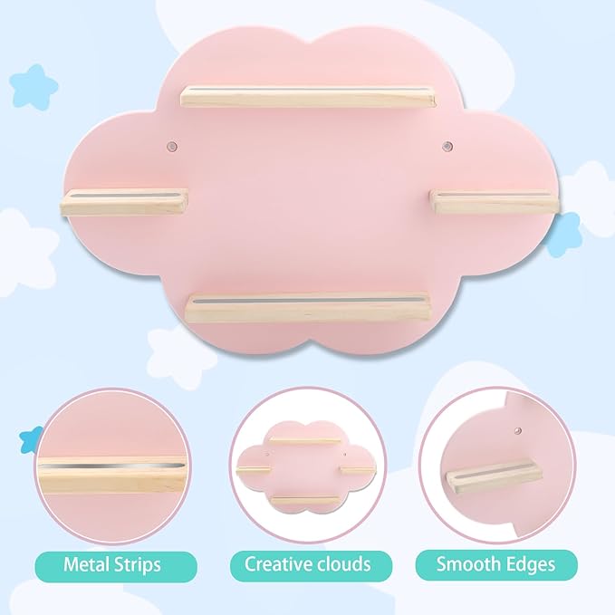 Taladad for TonieBox 2/1 and Tonie Shelf Cloud,Tonies Storage for 12-20 Tonie Figures Characters Magnetic Wall Shelf for Tonies Toniebox, Charging Station (Pink-Without Box Holder)