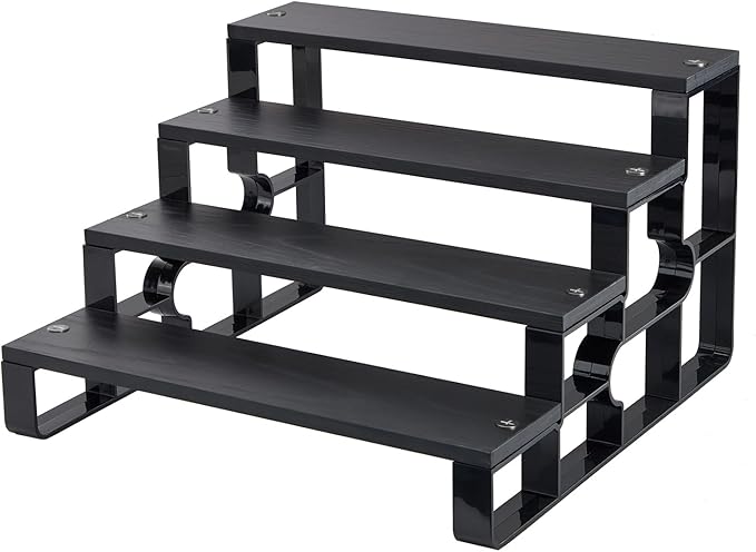 4 Tier Perfume Organizer for Dresser,Black Wood Cologne Stand for Men,Mens Shelf Decor for Bedroom,Perfume Holder for Bathroom,Risers Display Stands for Makeup,Party,Figures,Cupcake(Width=11.2")