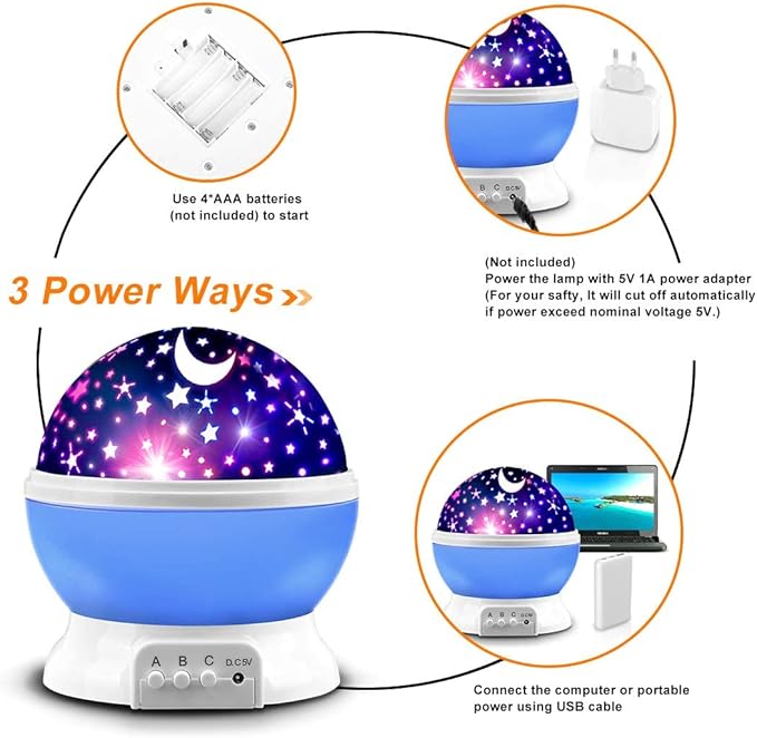 MOKOQI Star Projector, Night Light Lamp Fun Birthday Gifts for 1-4-6-14 Year Old Girls and Boys Kids Bedroom Decor -Blue