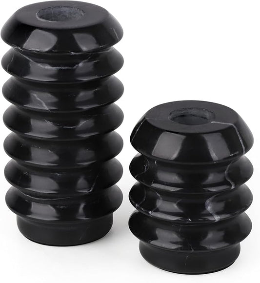 HofferRuffer Marble Candlestick Holders, Set of 2 Natural Stone Candle Holder Decorative Candle Stands for Wedding, Dinning, Party, Table Centerpieces, Fits 3/4'' Thick Candles (MarbleBlack)