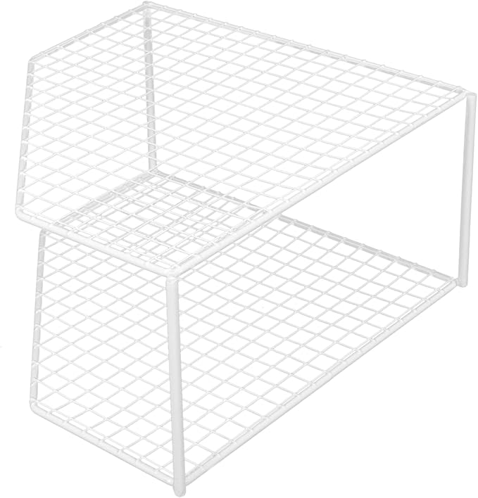SHERCHPRY 2-Tier Corner Storage Shelf Metal Wire Cabinet Corner Shelf Organizer Plates Dishes Spices Rack Kitchen Cosmetics Makeup Organizer Holder for Home Pantry Bathroom