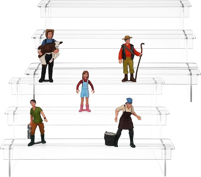 TOYANDONA Acrylic Display Shelf 2pcs Set 3-tier 29cm Organizer for Figurines Makeup Riser Cosmetics Storage Rack Jewelry Display Risers for Desktop Showcase