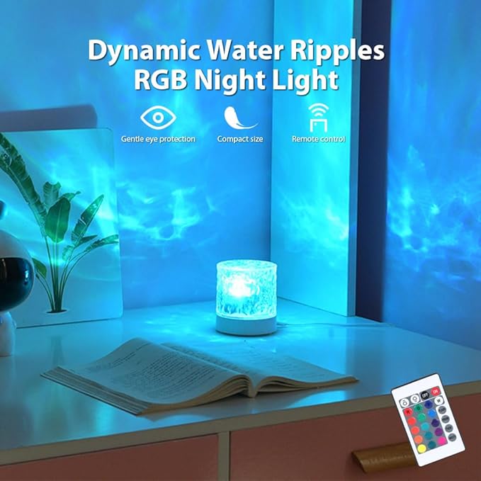 Vcwtty Northern Lights Projector, 16 Colors Ocean Wave Light Projector, Water Ripple Ambient Night Light with Remote, Touch Control Aurora Projector for Bedroom,Room Decor,Kids Room