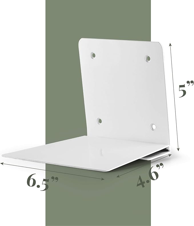 Set of 4 Invisible Floating Bookshelf, Heavy Duty Wall Mounted Book Organizer, Metal Shelves Holder for Books, Large Size (White)