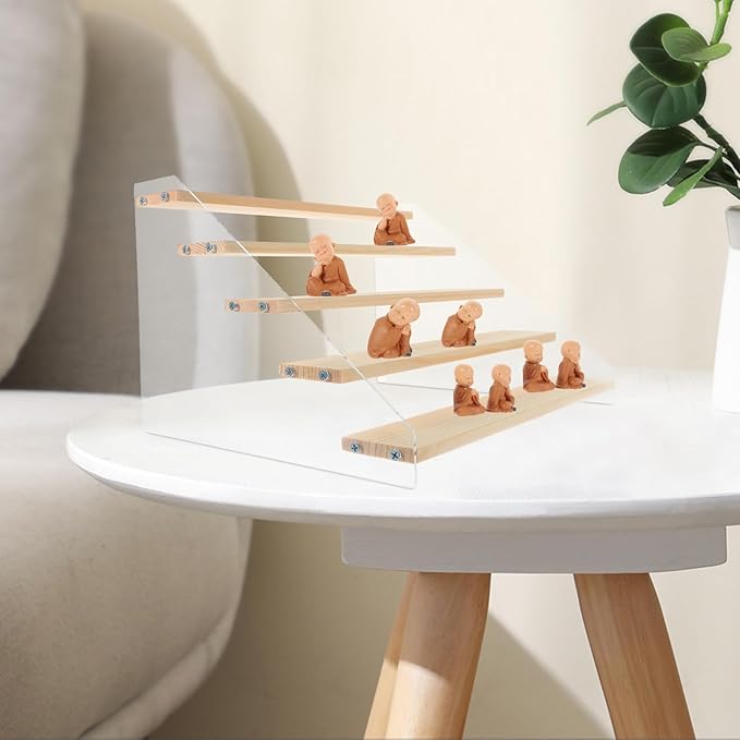 Uonlytech Wooden Multi-Layer Display Stand 30Cm 5-Tier Jewelry and Figurine Holder Makeup Organizer Collections Display Rack for Desk and Home Decor