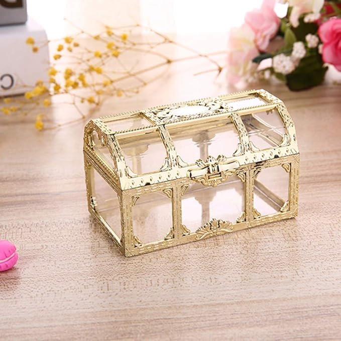 Jewelry Box Organizer Small Travel Plastic Jewelry Storage Case for Rings Earrings Necklace Jewelry Gift Box Girls Women, Vintage Storage Box Candy Trinket Jewelry Holder Organizer Container Gold